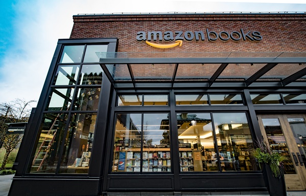 Seattle, Washington, USA - November 13, 2015: Amazon opens its first real life brick and mortar bookstore called Amazon Books in Seattle's University Village